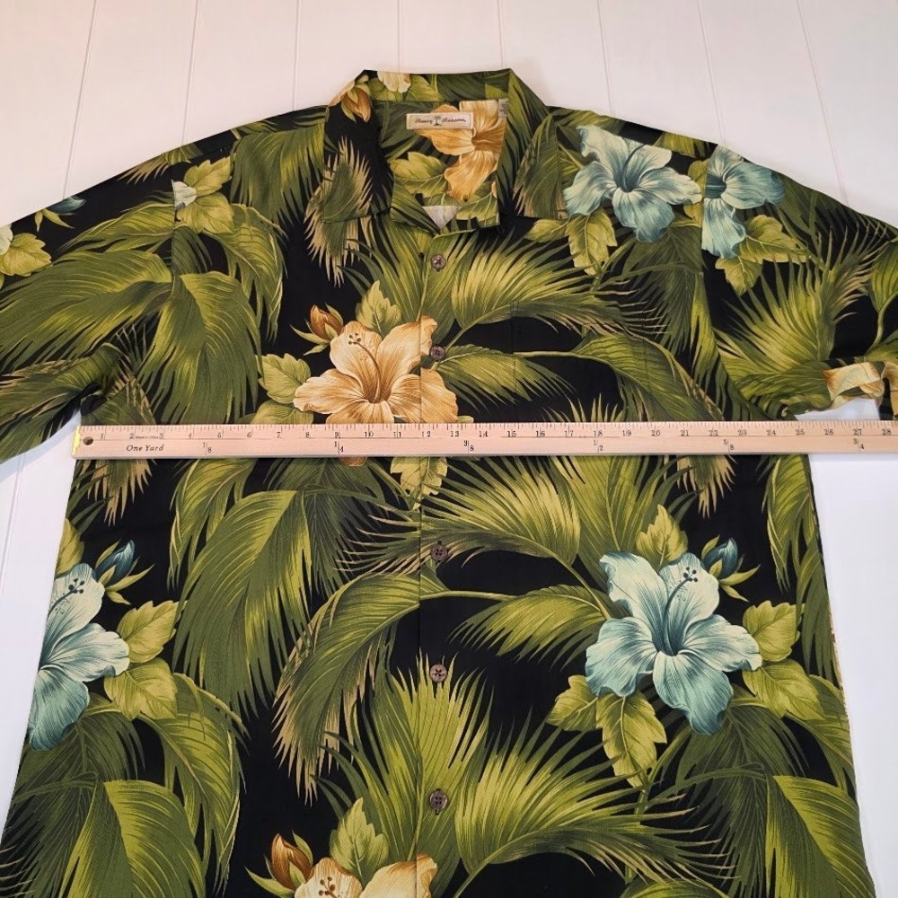 Tommy Bahama Mens XL Special Rum Camp Shirt Black Green Silk Tropical Floral NEW - Picture 7 of 9